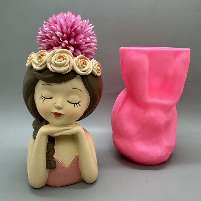 Potsticker Mold - 귀여운 소녀 모양의 꽃 화분 실리콘