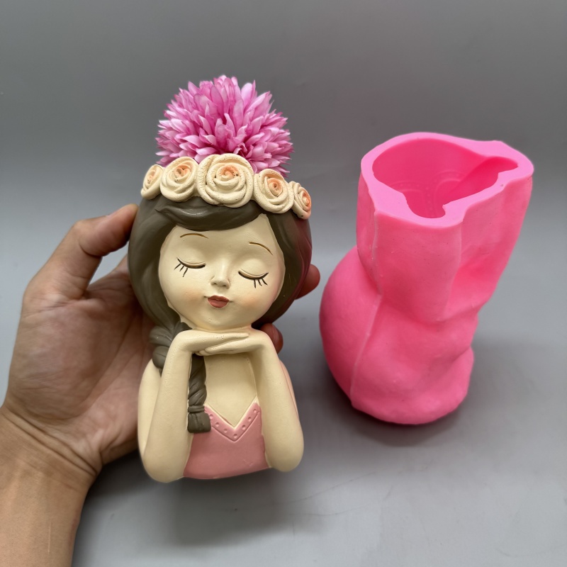 귀여운 소녀 모양의 꽃 화분 실리콘 몰드. 석고, 레진 - Potsticker Mold 리뷰 및 가격
