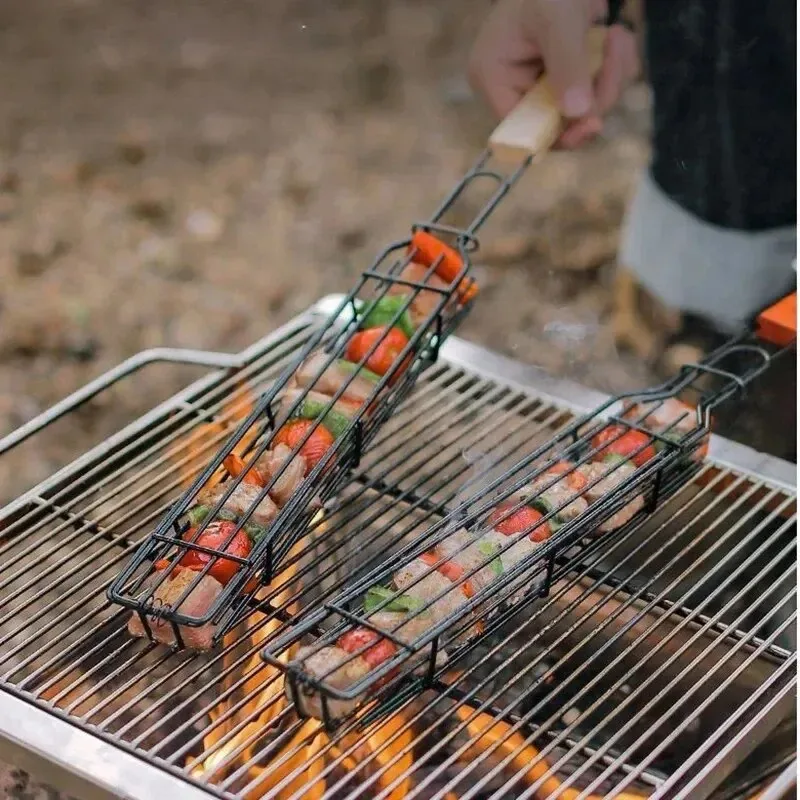 나무 손잡이가 달린 휴대용 바비큐 그릴 바스켓, 소시지 - Corn Dog Stick 리뷰 및 가격